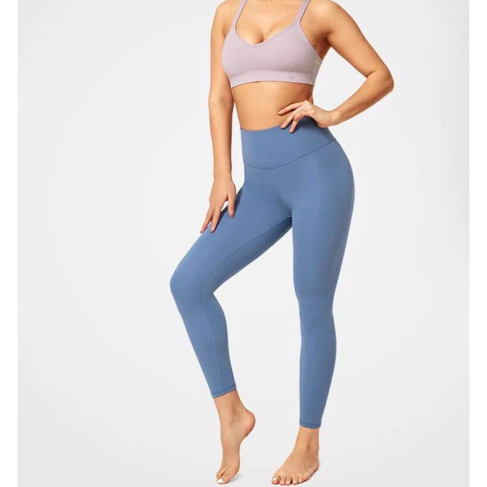Yvette Womens High Waist Running Blue Leggings Size Medium